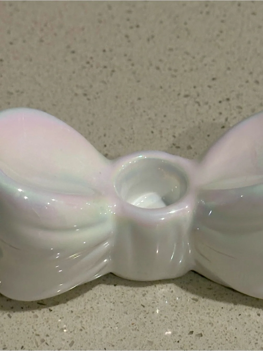Target Iridescent White Ceramic Bow Candle Holder